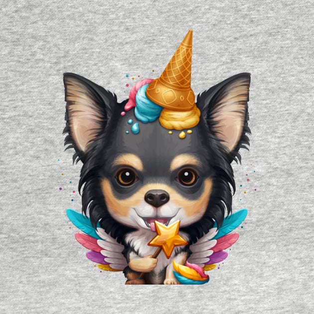 Tricolor Long Coat Chihuahua Ice Cream Unicorn by stonemask